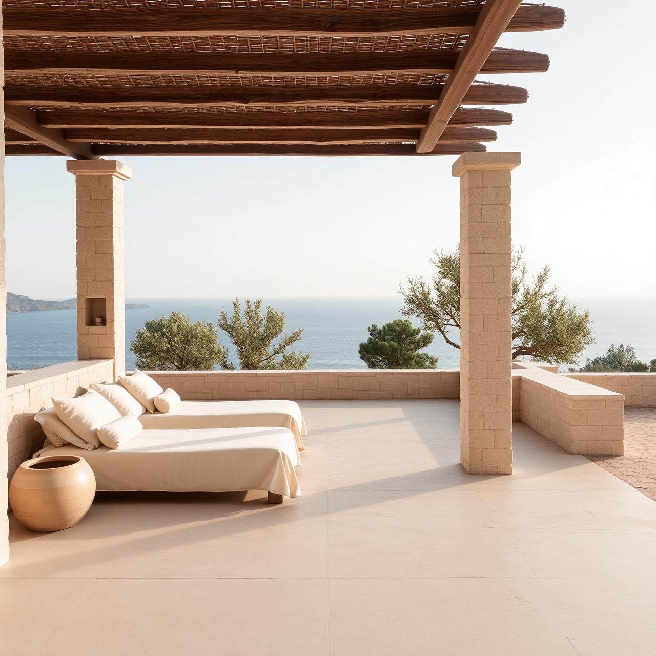 Villa terrace overlooking the sea